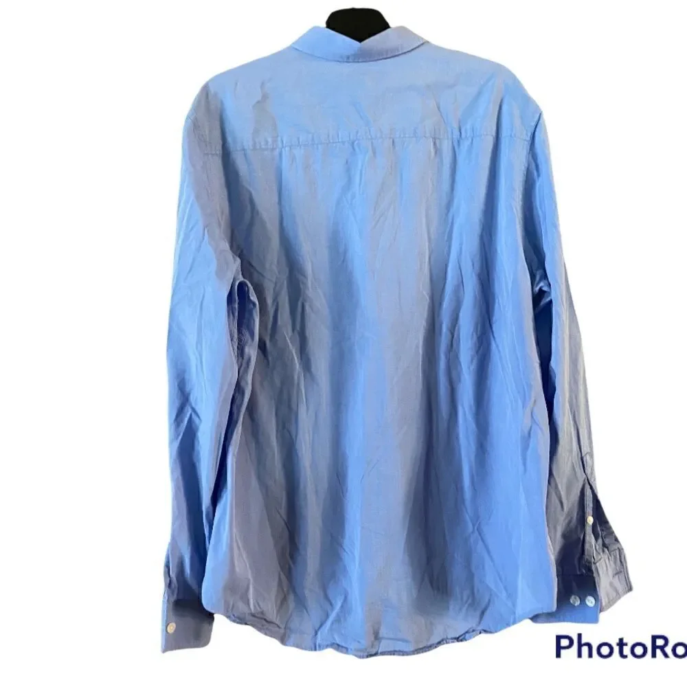 Calvin Klein Button Front Blue Long Sleeve Shirt Size Large‎